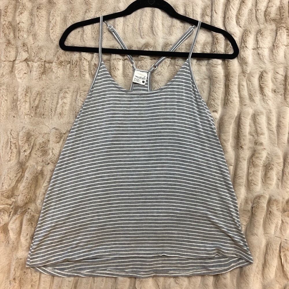 Grey and White Thin Stripe Tank Top